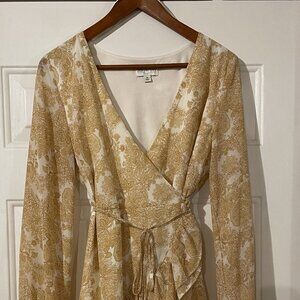 Francesca's June & Ivy Yellow Ruffle Wrap Mini Dress - Boho Romantic M